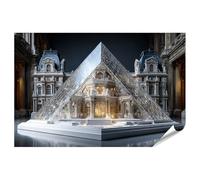 islandburner Poster de qualité supérieure - Tableau mural hyperréaliste de la pyramide du Louvre à Paris - Grand format - Édition N1