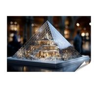 islandburner Poster de qualité supérieure - Tableau mural hyperréaliste de la pyramide du Louvre à Paris - Grand format