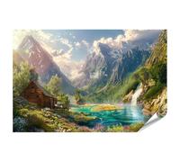 islandburner Poster de qualité supérieure - Tableau mural idyllique avec montagnes et eaux claires - Standard