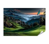 islandburner Poster de qualité supérieure - Tableau mural minimaliste d'un parcours de golf dans un paysage de montagne - Standard