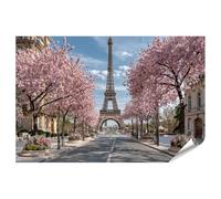 islandburner Poster de qualité supérieure - Tour Eiffel romantique avec fleurs de cerisier - Tableau mural pour le salon - Pour les amateurs de Paris - Standard