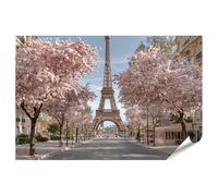 islandburner Poster de qualité supérieure - Tour Eiffel romantique avec fleurs de cerisier - Tableau mural pour le salon - Parfait pour les amateurs de Paris - Standard