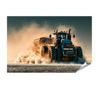 islandburner Poster de qualité supérieure - Tracteur majestueux dans la poussière - Tableau mural de bureau pour les amateurs de l'agriculture - Standard