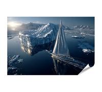 islandburner Poster de qualité supérieure - Voilier devant iceberg dans l'océan - Tableau mural impressionnant - Standard