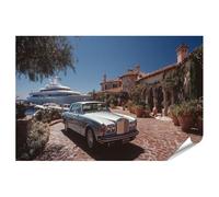 islandburner Poster de qualité supérieure - Voiture luxueuse devant la villa et le port de plaisance au soleil - Standard