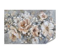 islandburner Poster mural de qualité supérieure avec fleurs en fleurs dans des couleurs neutres douces - Grand format