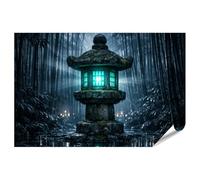 islandburner Poster mural de qualité supérieure - Lanterne en pierre mystique dans la forêt de bambous pour une atmosphère relaxante - Standard