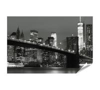 islandburner Poster noir et blanc Brooklyn Bridge New York Skyline Night - Standard
