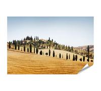 islandburner Poster paysage cyprès en Toscane avec collines et ciel bleu 130 x 90 cm