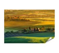 islandburner Poster Paysage Toscane au coucher du soleil avec cyprès et vignes - Poster 90 x 60 cm