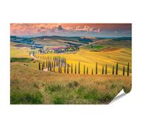 islandburner Poster Paysage Toscane au coucher du soleil Winding Road - Poster 90 x 60 cm
