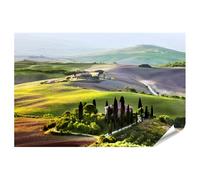 islandburner Poster paysage Toscane avec cyprès et champs au soleil - Poster 130 x 90 cm