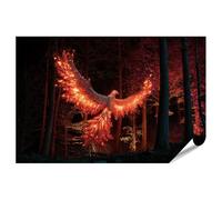 islandburner Poster phénix enflammé dans la forêt la nuit - Poster 90 x 60 cm