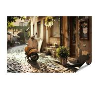 islandburner Poster Prime scooter culte italien dans une rue pavée pittoresque - 90 x 60 cm