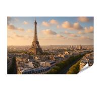 islandburner Poster Tour Eiffel au coucher du soleil sur les toits de Paris - Poster 130 x 90 cm