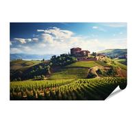 islandburner Poster Villa sur colline dans un paysage pittoresque avec vignobles - Poster 90 x 60 cm