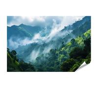 islandburner Poster XXL avec motif de nébuleuse mystique sur la forêt tropicale verte dans les montagnes