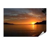islandburner Poster XXL Coucher de soleil sur la rive du lac avec reflet de lumière sur l'eau Impression photo de qualité supérieure