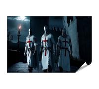 islandburner Poster XXL Motif Templier d'élite dans un château illuminé de lune - Atmosphère mystique fascinante