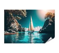 islandburner Poster XXL - Motif yacht à voile - Paradis - Eau turquoise - Paysage marin tropical - Impression photo