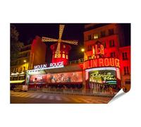 islandburner Poster XXL Moulin Rouge la nuit dans des lumières rouges vives dans la ville Images de qualité supérieure Impression photo