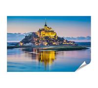 islandburner Poster XXL Paysage Abbaye Île du Mont Saint Michel France Lumière du soir Premium Images Photo