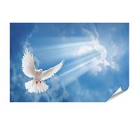 islandburner Poster XXL pigeon blanc paix foi chrétienne Jésus 130 x 90 cm