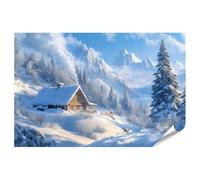 islandburner Poster XXL - Refuge de montagne enneigé en hiver - Qualité supérieure