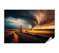 islandburner Poster XXL représentant un cyclone menaçant au coucher du soleil sur un paysage ouvert, impression photo de qualité supérieure