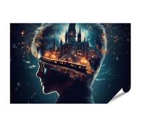 islandburner Poster XXL - Voyage magique à Poudlard dans la nuit - Pour chambre à coucher, librairie, Harry