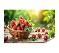 islandburner Prime Bild Poster de fraises fraîches de jardin écologique pour aliments crus, plats sucrés, confitures, jus, sirop, impression photo de qualité supérieure