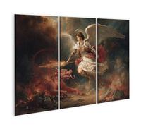 islandburner Prime Image sur toile Ange Combat contre le dragon Peinture artistique - Toile 130 x 80 cm - 3 pièces