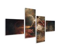 islandburner Prime Image sur toile Ange Combat contre le dragon Peinture artistique - Toile 150 x 80 cm - 4 pièces