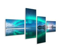 islandburner Prime Image sur toile avec aurores boréales sur la rive du lac Nuit Ciel Paysage Images murales Poster