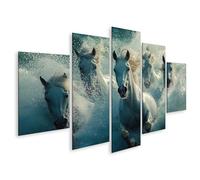 islandburner Prime Image sur toile Chevaux dans l'eau sauvage vue frontale violence naturelle océan beauté images images murales poster