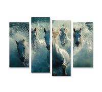 islandburner Prime Image sur toile Chevaux dans l'eau sauvage vue frontale violence naturelle océan beauté images images murales poster