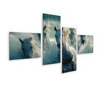 islandburner Prime Image sur toile Chevaux dans l'eau sauvage vue frontale violence naturelle océan beauté images images murales poster