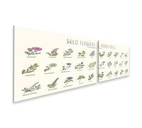 islandburner Prime Image sur toile Collection Fleurs et herbes sauvages Illustration vintage 1 - Toile 160 x 40 cm - 2 pièces