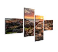 islandburner Prime Image sur toile Coucher de soleil sur la rive de la mer pierreuse Images murales Poster