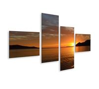 islandburner Prime Image sur toile Coucher de soleil sur la rive du lac avec reflet de lumière sur l'eau Images murales Poster