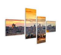 islandburner Prime Image sur toile Coucher de soleil sur la vieille ville de Jérusalem - Toile 150 x 80 cm - 4 pièces