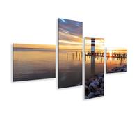 islandburner Prime Image sur toile Coucher de soleil sur le phare sur la rive du lac Images murales Poster