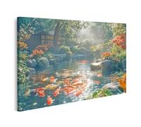 islandburner Prime Image sur toile Étang japonais Koi au printemps inondé de soleil Images murales Poster