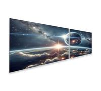 islandburner Prime Image sur toile étoiles et planètes dans la danse éternelle de l'univers - Toile 160 x 40 cm - 2 pièces