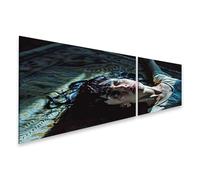 islandburner Prime Image sur toile Femme à l'ombre allongée sur le sol dans l'obscurité et la lumière - Toile 160 x 40 cm - 2 pièces