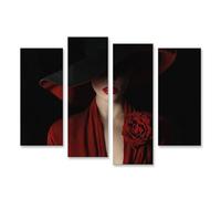 islandburner Prime Image sur toile Femme avec chapeau et rose dans l'ombre du silence - Toile 130 x 80 cm - 4 pièces