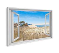 islandburner Prime Image sur toile, fenêtre ouverte, vue sur les dunes et la mer, images murales