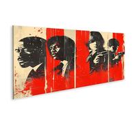 islandburner Prime Image sur toile Film noir Personnages dessinés sur fond rouge Toile 120 x 40 cm Panorama