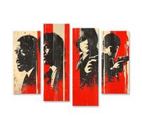 islandburner Prime Image sur toile Film noir Personnages dessinés sur fond rouge - Toile 130 x 80 cm - 4 pièces
