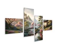 islandburner Prime Image sur toile Jardin japonais Fleurs de cerisier au crépuscule Images murales Poster